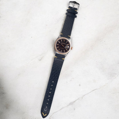 Black Cracked Leather Watch Strap