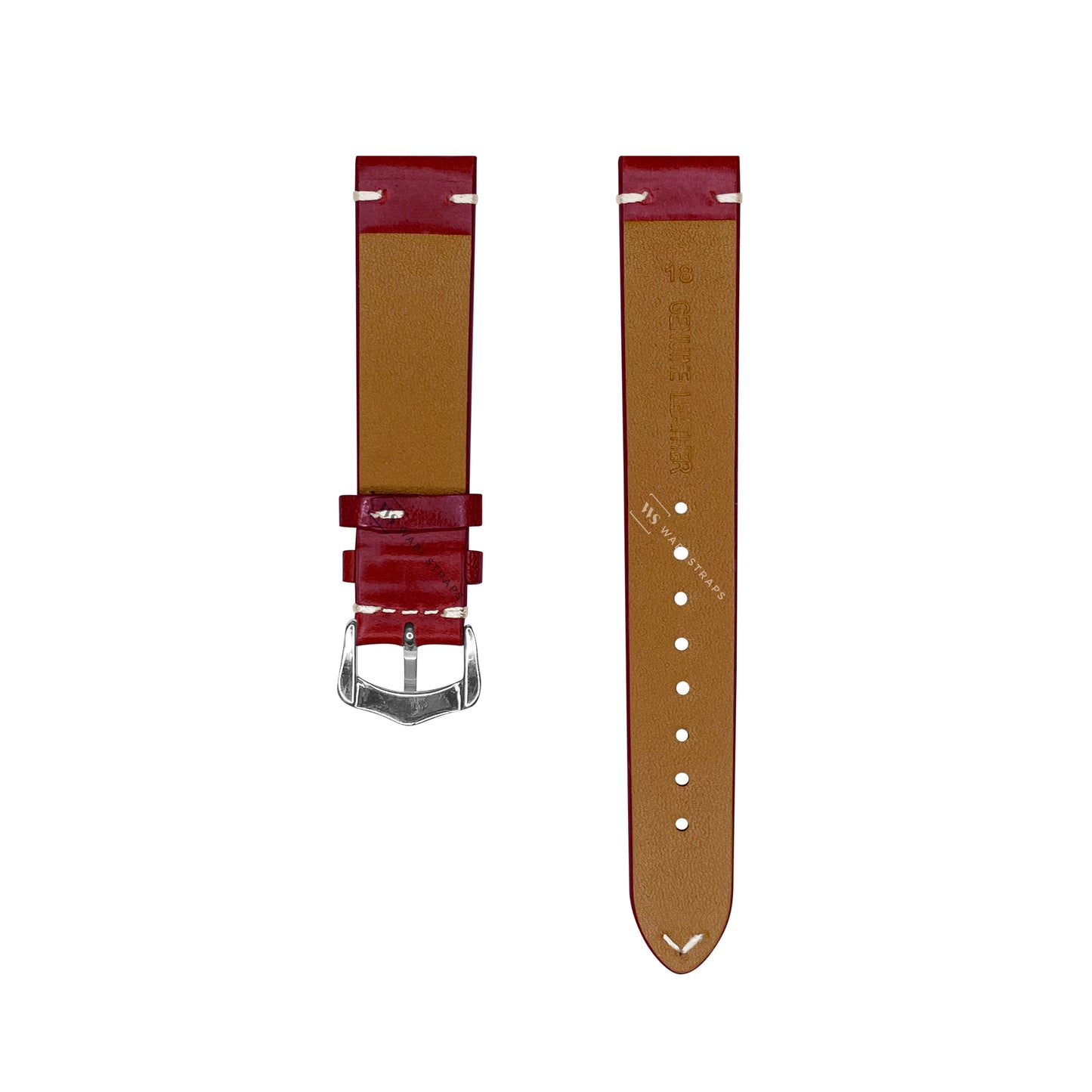 Red Two Stitch Oiled Leather Strap