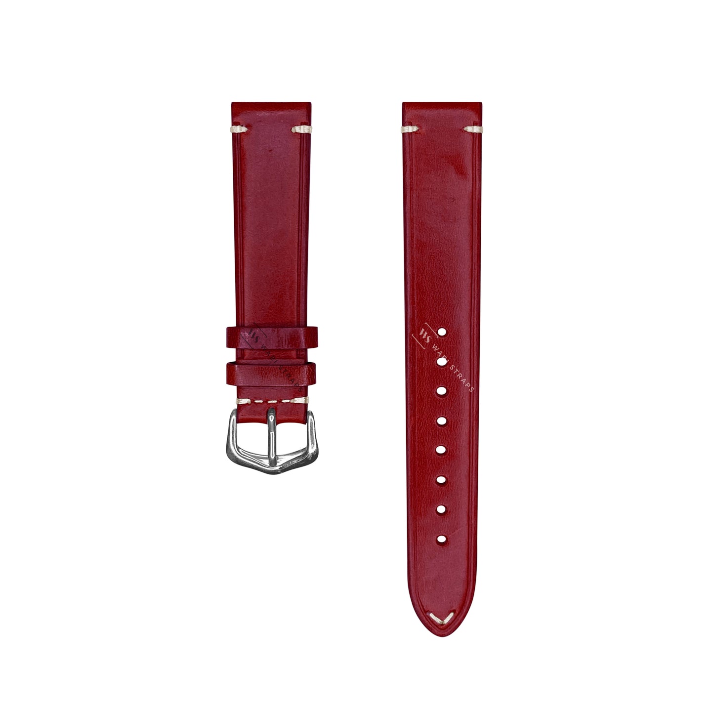 Red Two Stitch Oiled Leather Strap