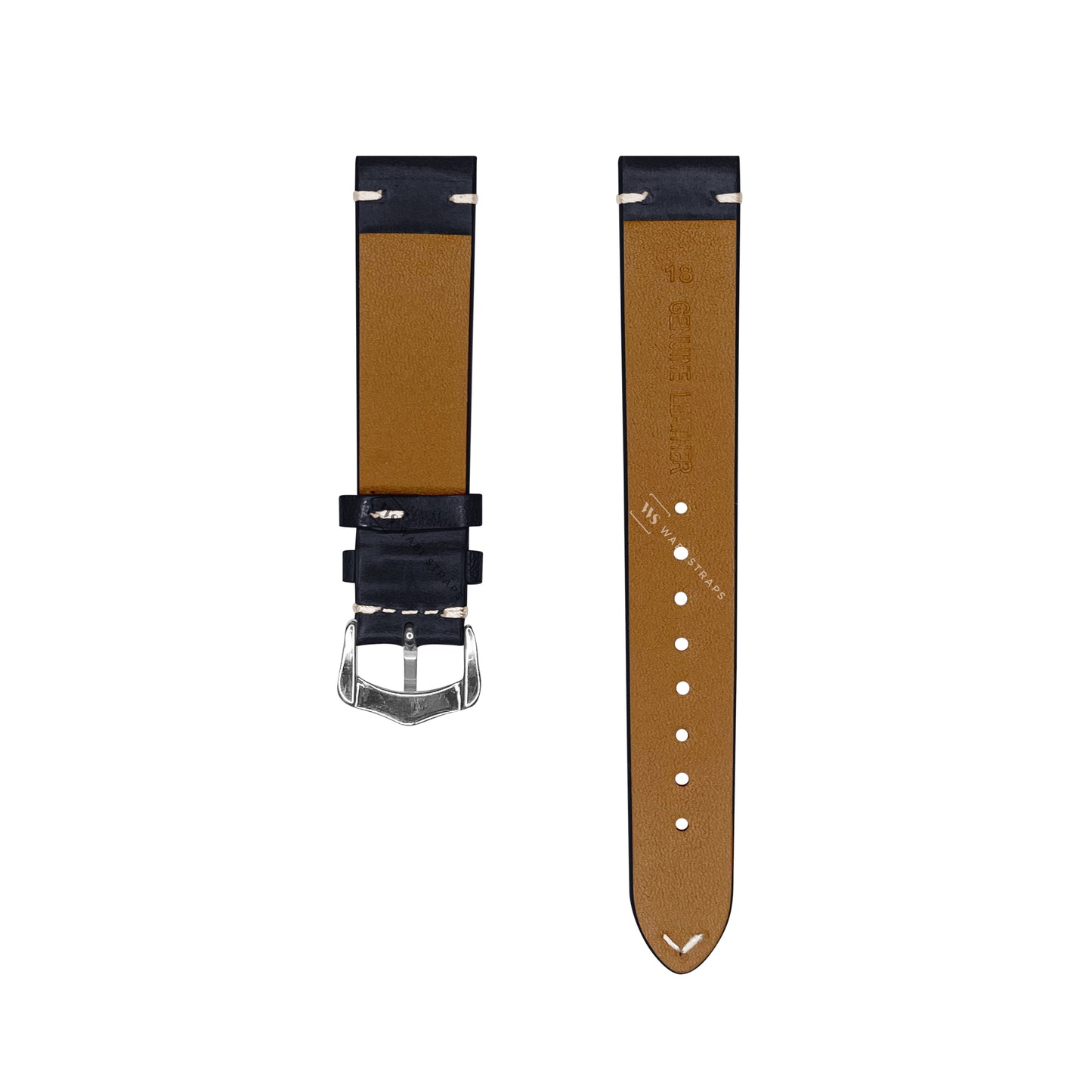 Navy Two Stitch Oiled Leather Strap