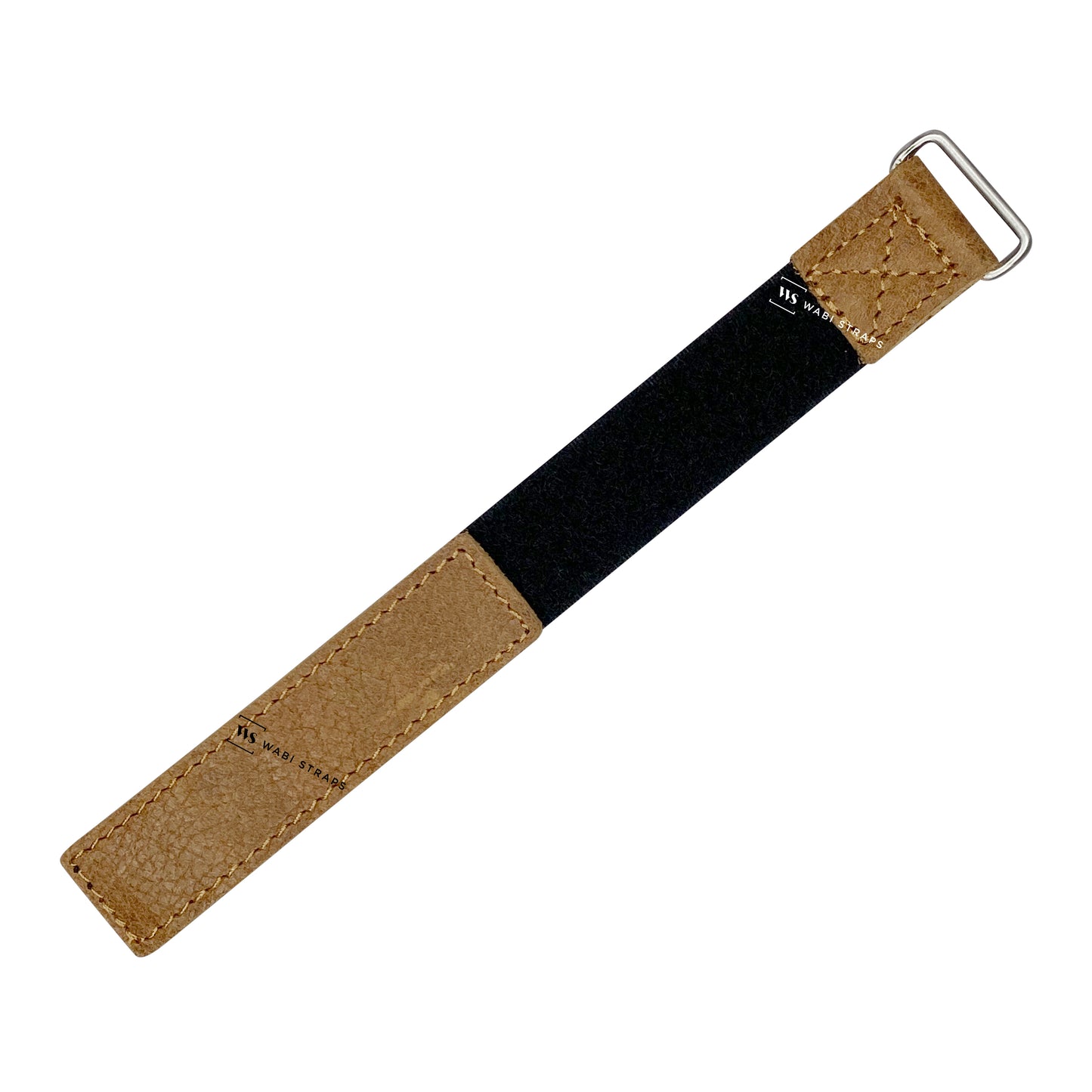 Tan Leather Velcro Canvas Watch Strap