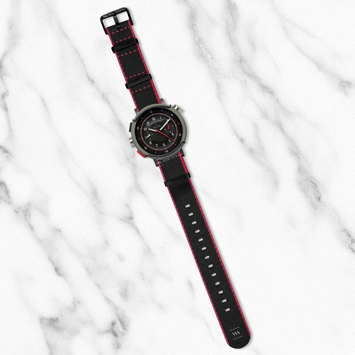 Black & Red Trim Edge Premium Strap