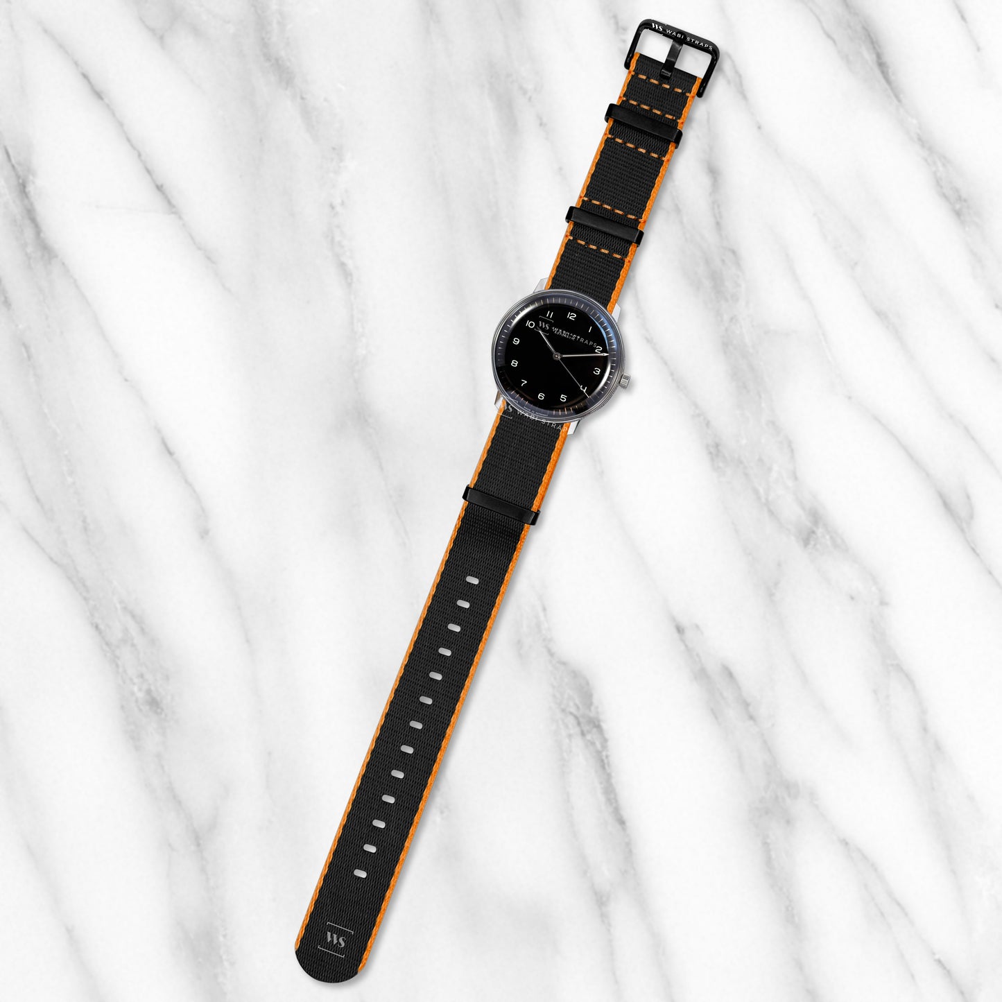 Black & Orange Trim Edge Premium Strap