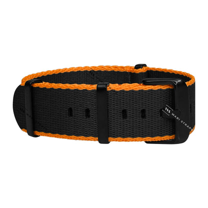 Black & Orange Trim Edge Premium Strap