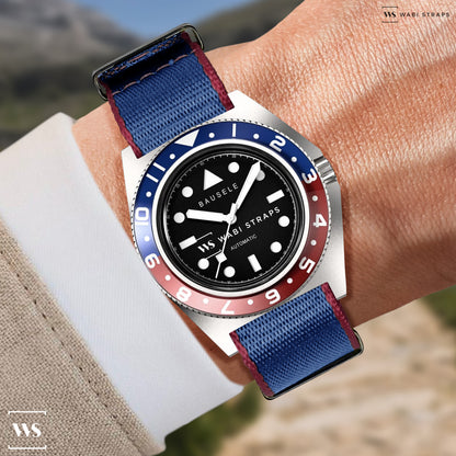 Blue & Red Trim Edge Premium Strap