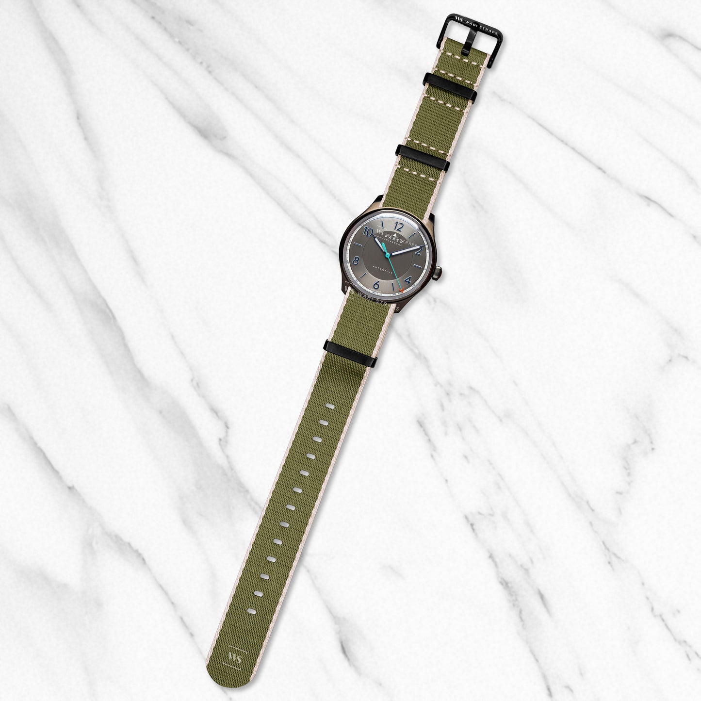 Green & Beige Trim Edge Premium Strap