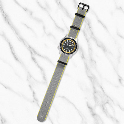 Grey & Yellow Trim Edge Premium Strap