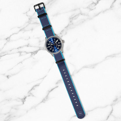 Navy & Sky Blue Trim Edge Premium Strap