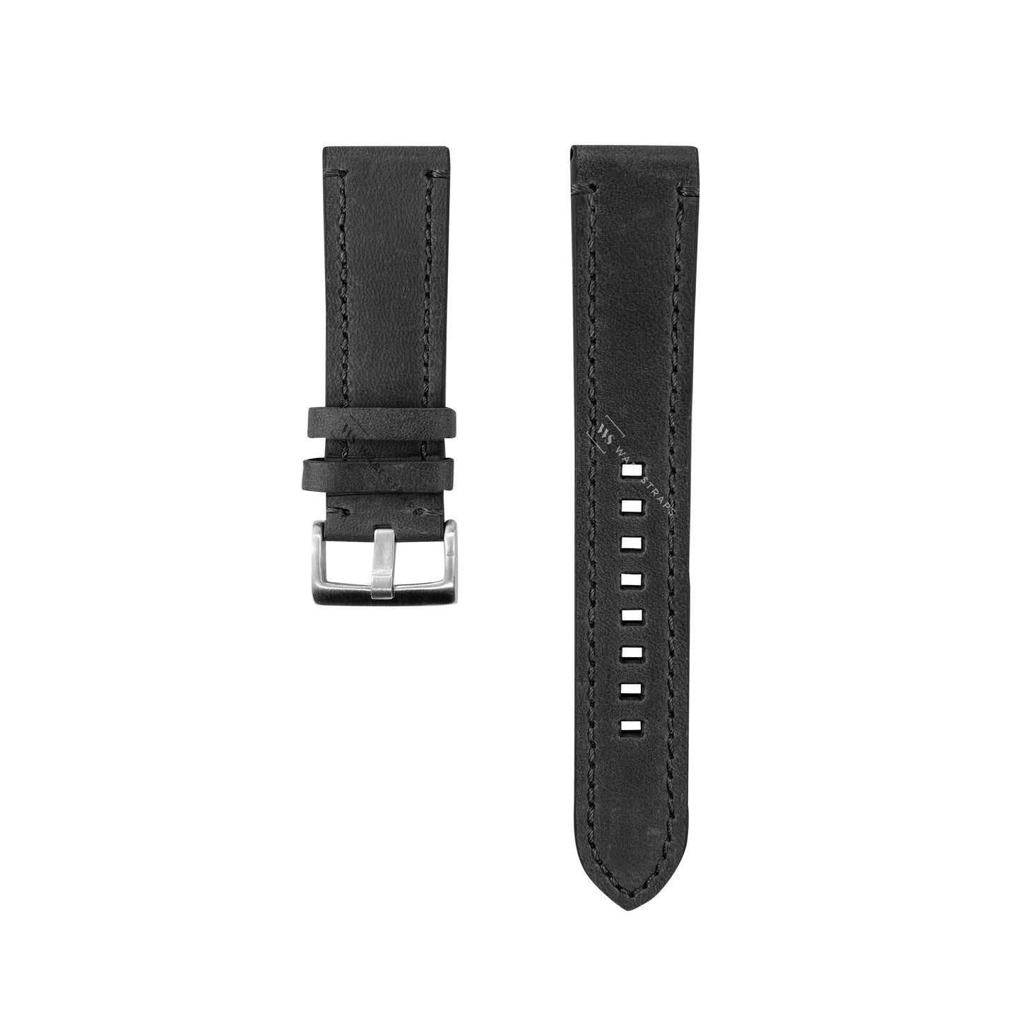 Black Thick Leather Watch Strap