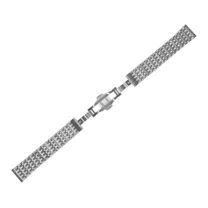 Silver 9-Row Textured Rice Bead Metal Bracelet