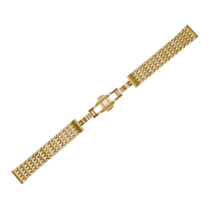 Gold 9-Row Textured Rice Bead Metal Bracelet