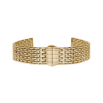 Gold 9-Row Textured Rice Bead Metal Bracelet