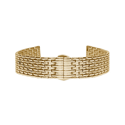 Gold 9-Row Textured Rice Bead Metal Bracelet