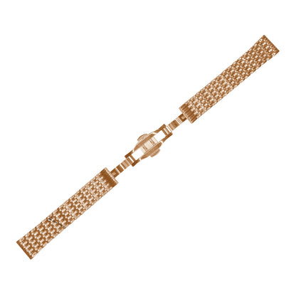 Rose Gold 9-Row Textured Rice Bead Metal Bracelet