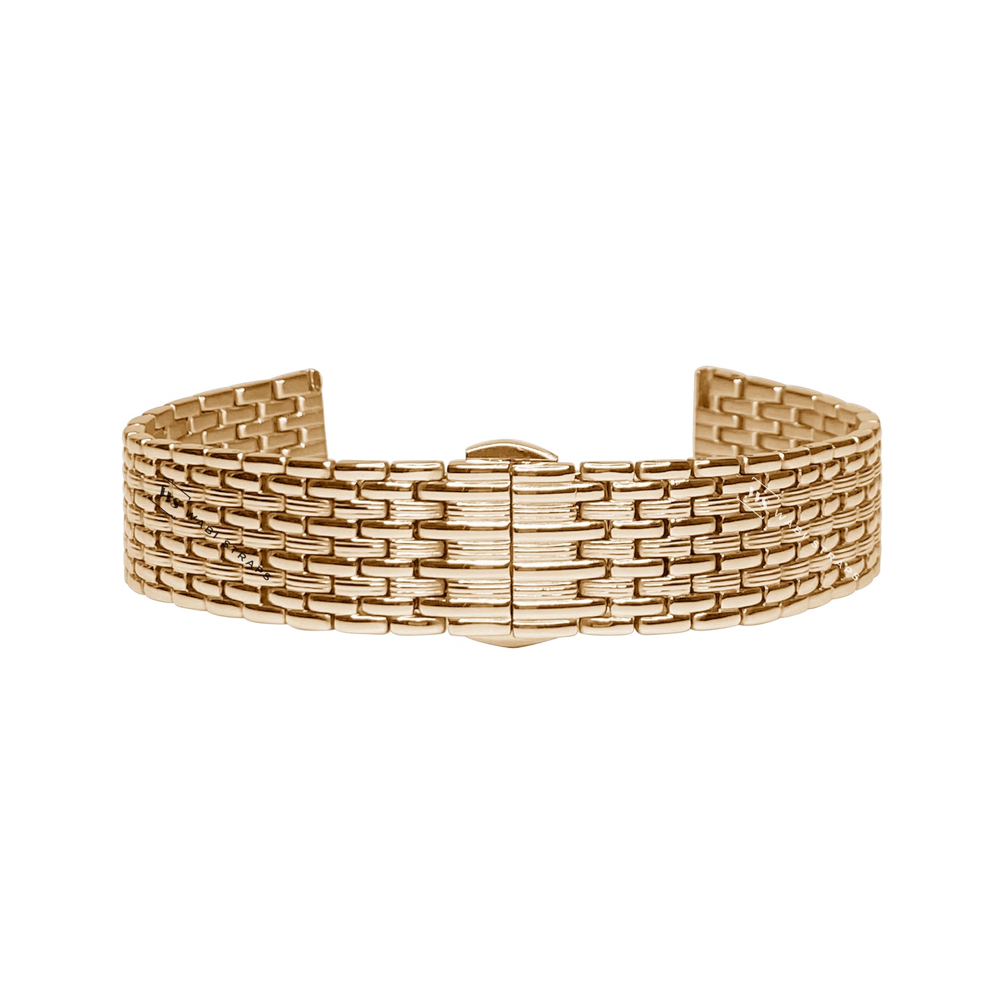 Rose Gold 9-Row Textured Rice Bead Metal Bracelet