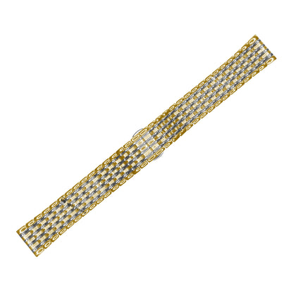 Gold & Silver 9-Row Textured Rice Bead Metal Bracelet