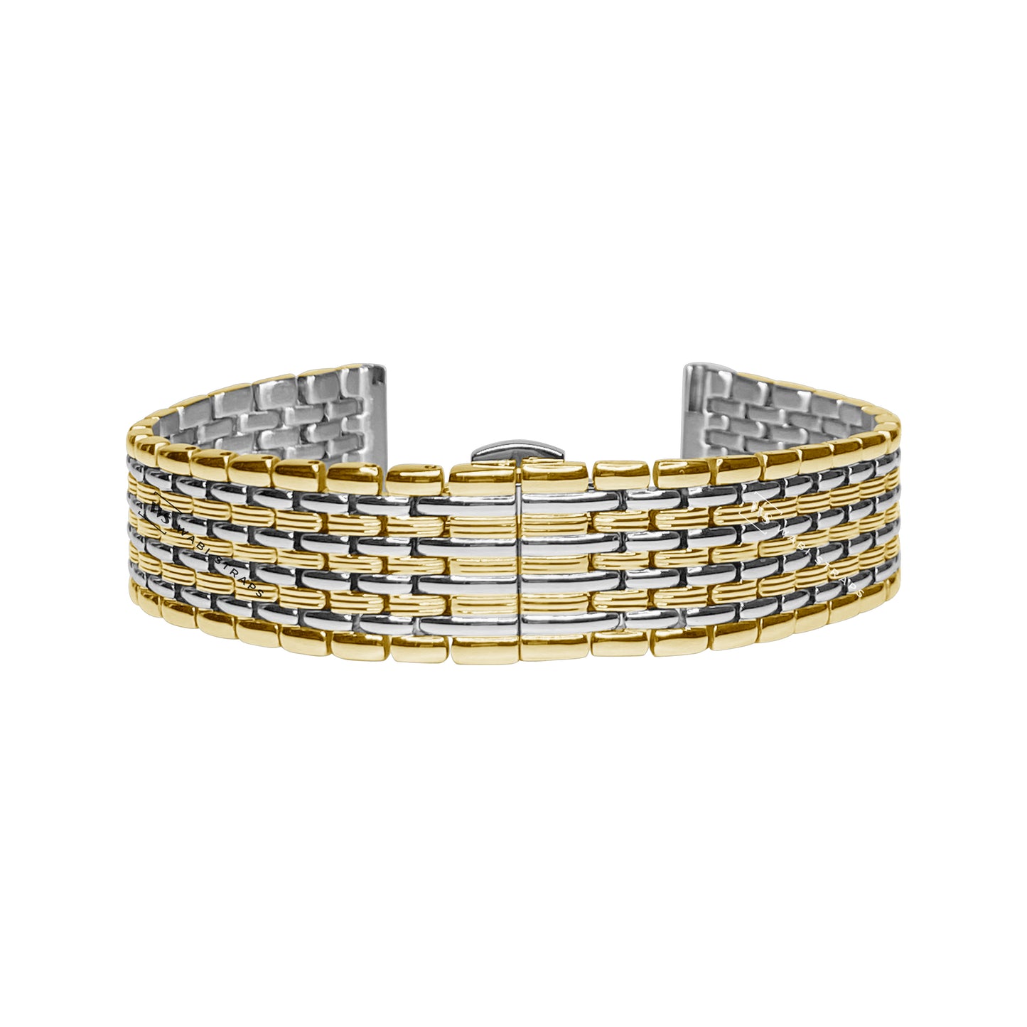 Gold & Silver 9-Row Textured Rice Bead Metal Bracelet