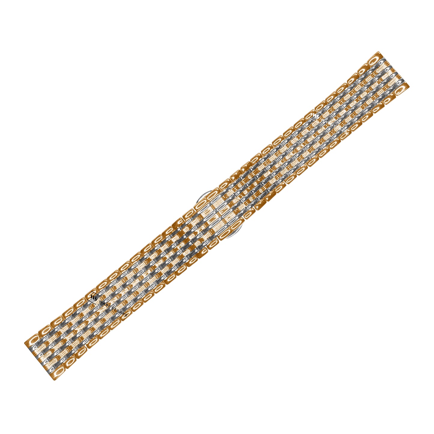 Rose Gold & Silver 9-Row Textured Rice Bead Metal Bracelet