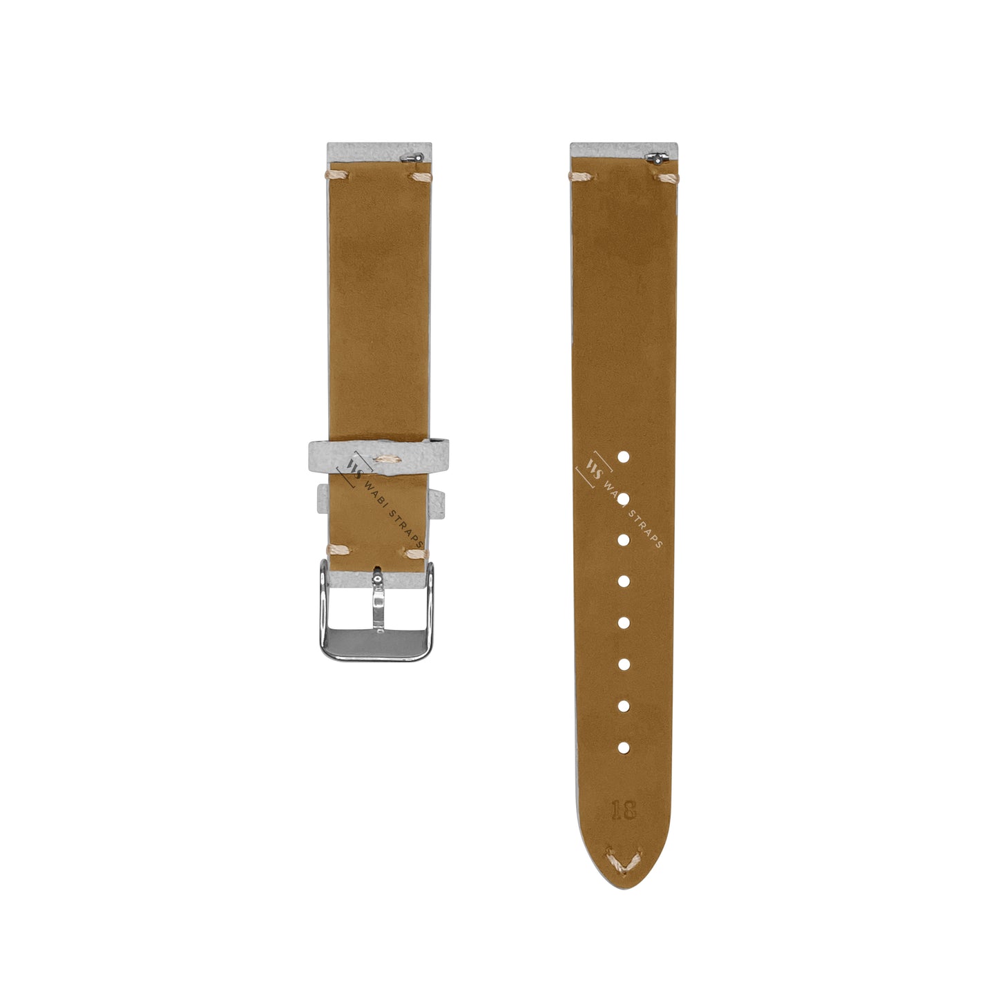 Light Grey Two Stitch Velvet Watch Strap