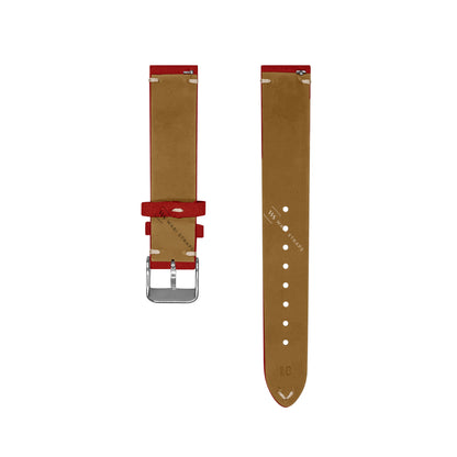 Red Two Stitch Velvet Watch Strap