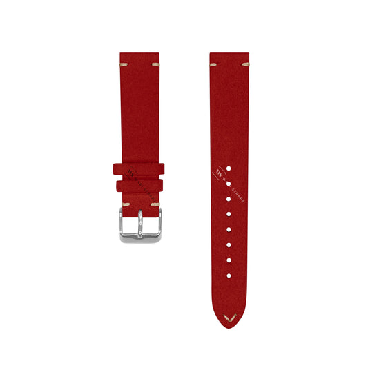 Red Two Stitch Velvet Watch Strap