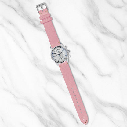 Pink Two Stitch Velvet Watch Strap