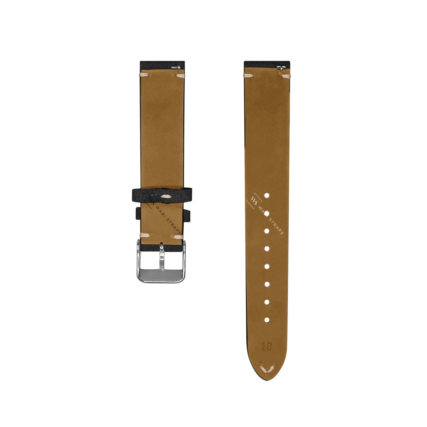 Black Two Stitch Velvet Watch Strap