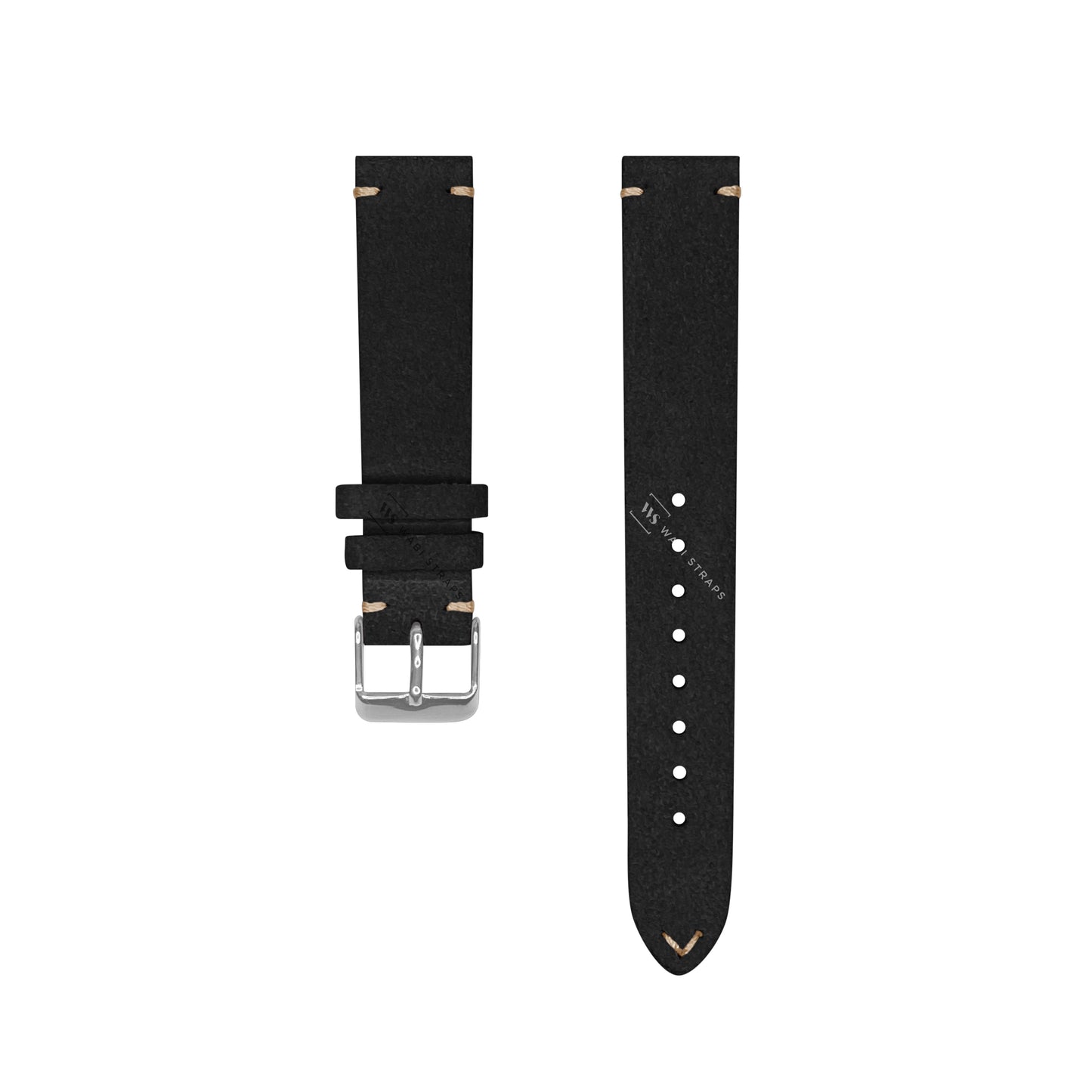 Black Two Stitch Velvet Watch Strap