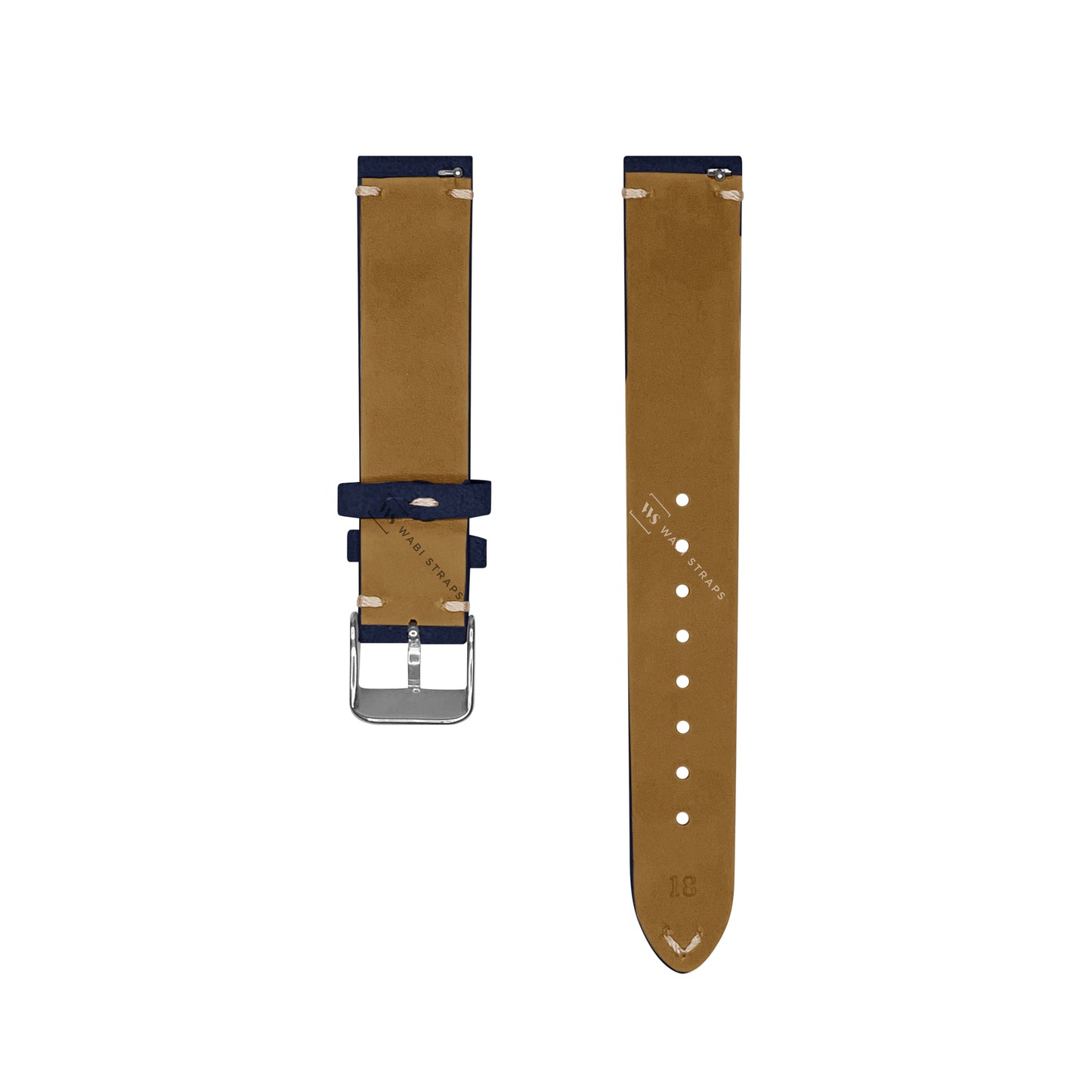 Navy Two Stitch Velvet Watch Strap