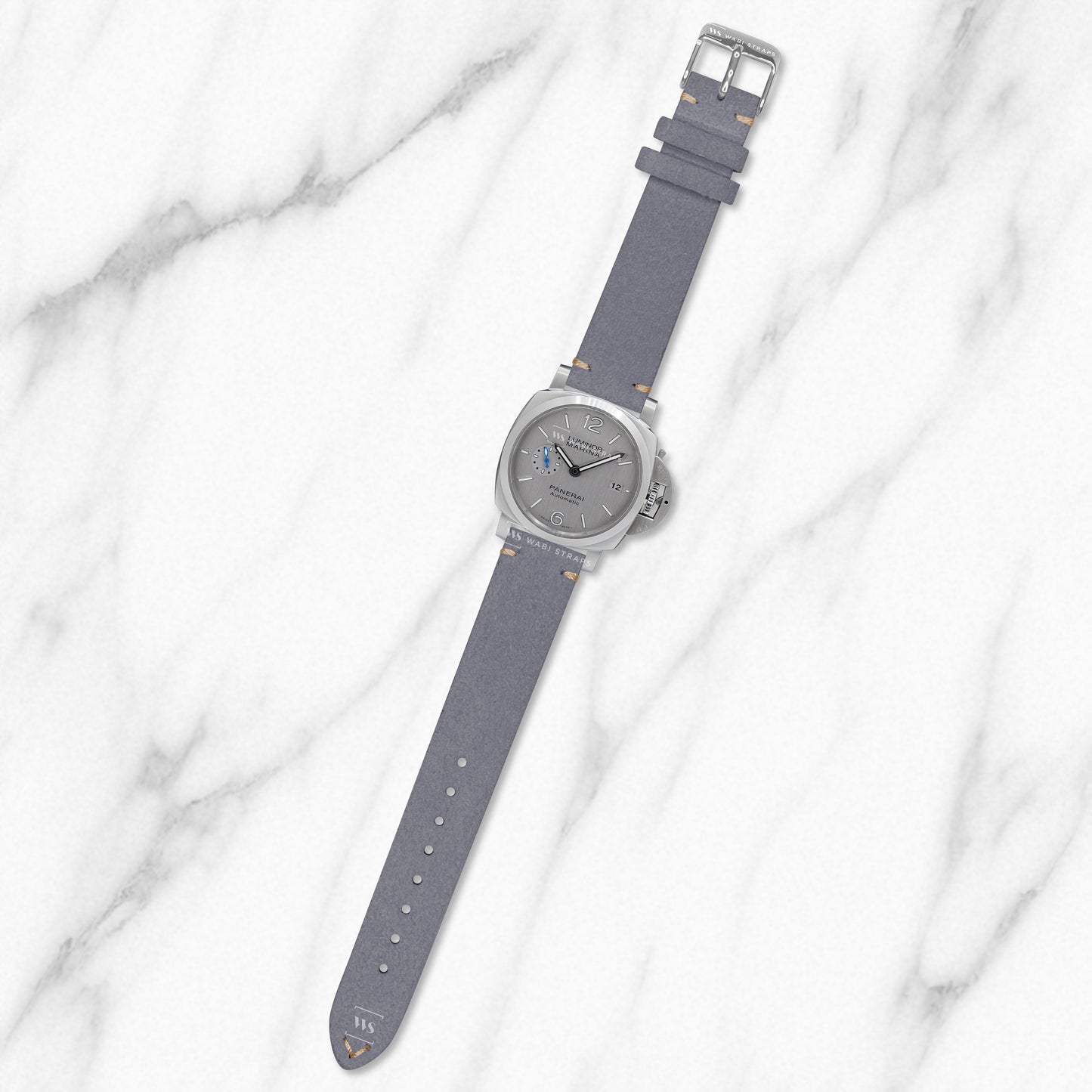 Gray Two Stitch Velvet Watch Strap