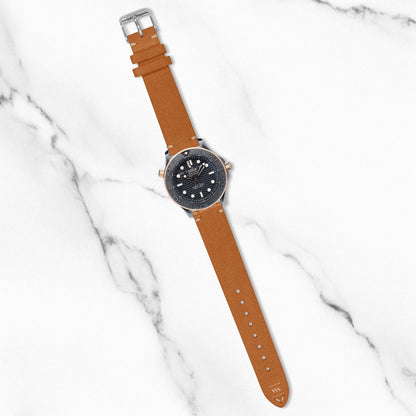 Light Brown Two Stitch Velvet Watch Strap