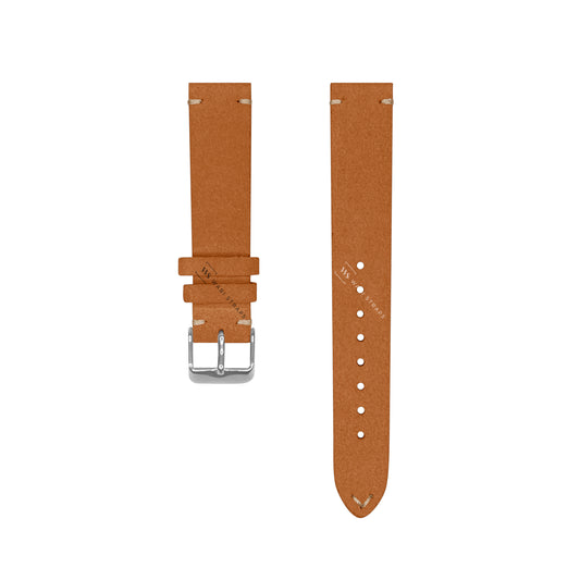 Light Brown Two Stitch Velvet Watch Strap