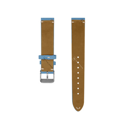 Light Blue Two Stitch Velvet Watch Strap