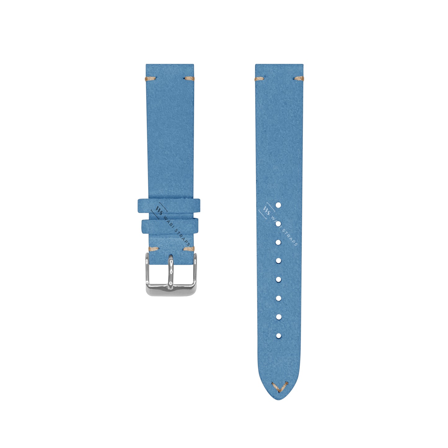 Light Blue Two Stitch Velvet Watch Strap