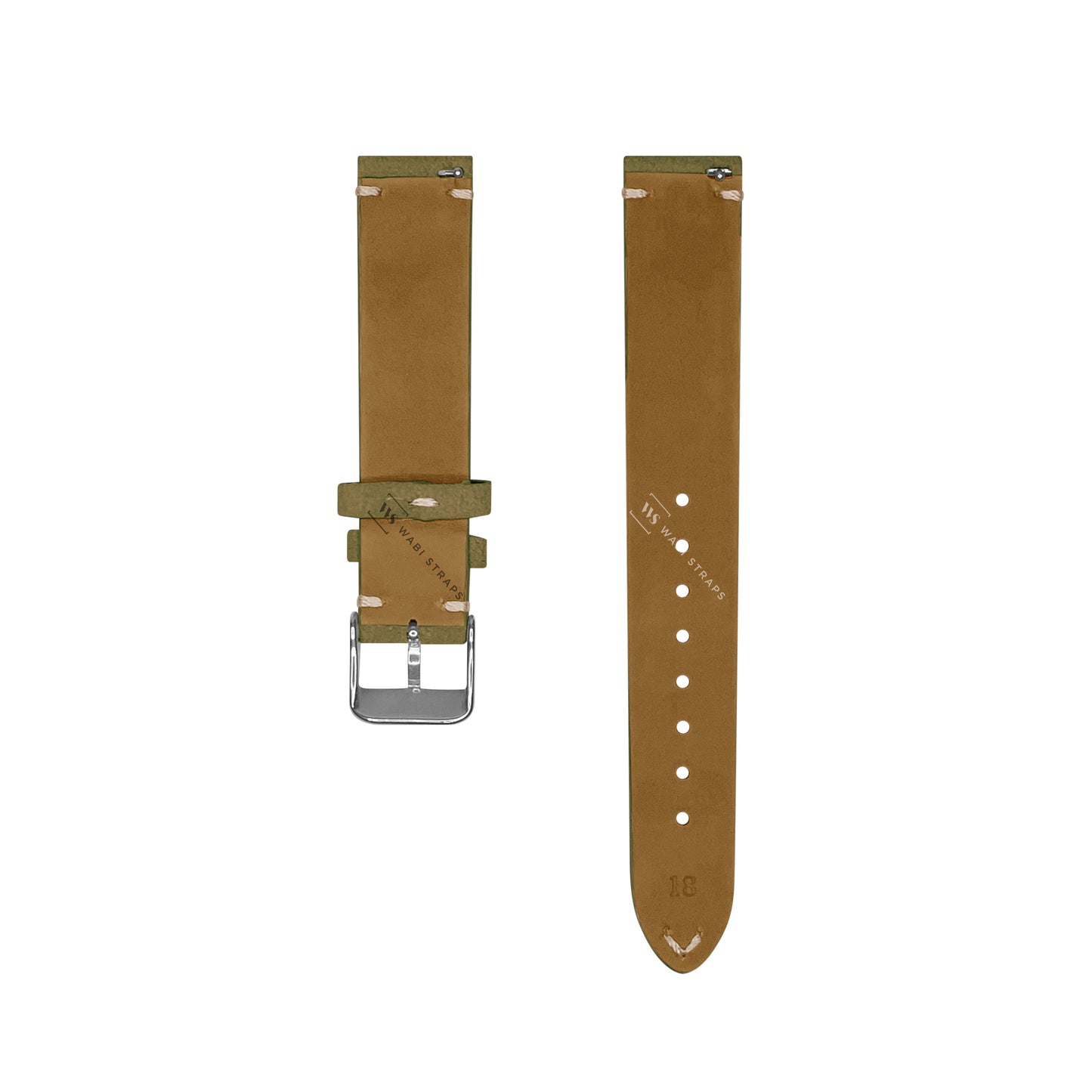 Army Green Two Stitch Velvet Watch Strap