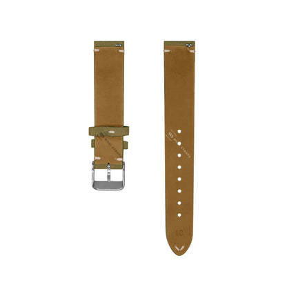 Army Green Two Stitch Velvet Watch Strap