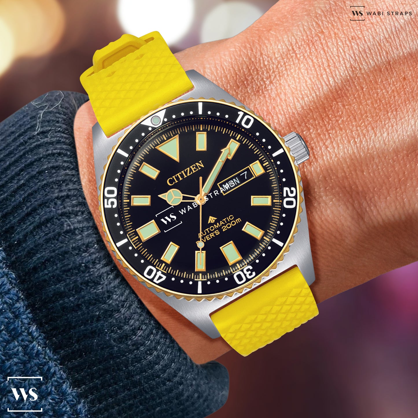 Yellow Premium Textured FKM Rubber Strap