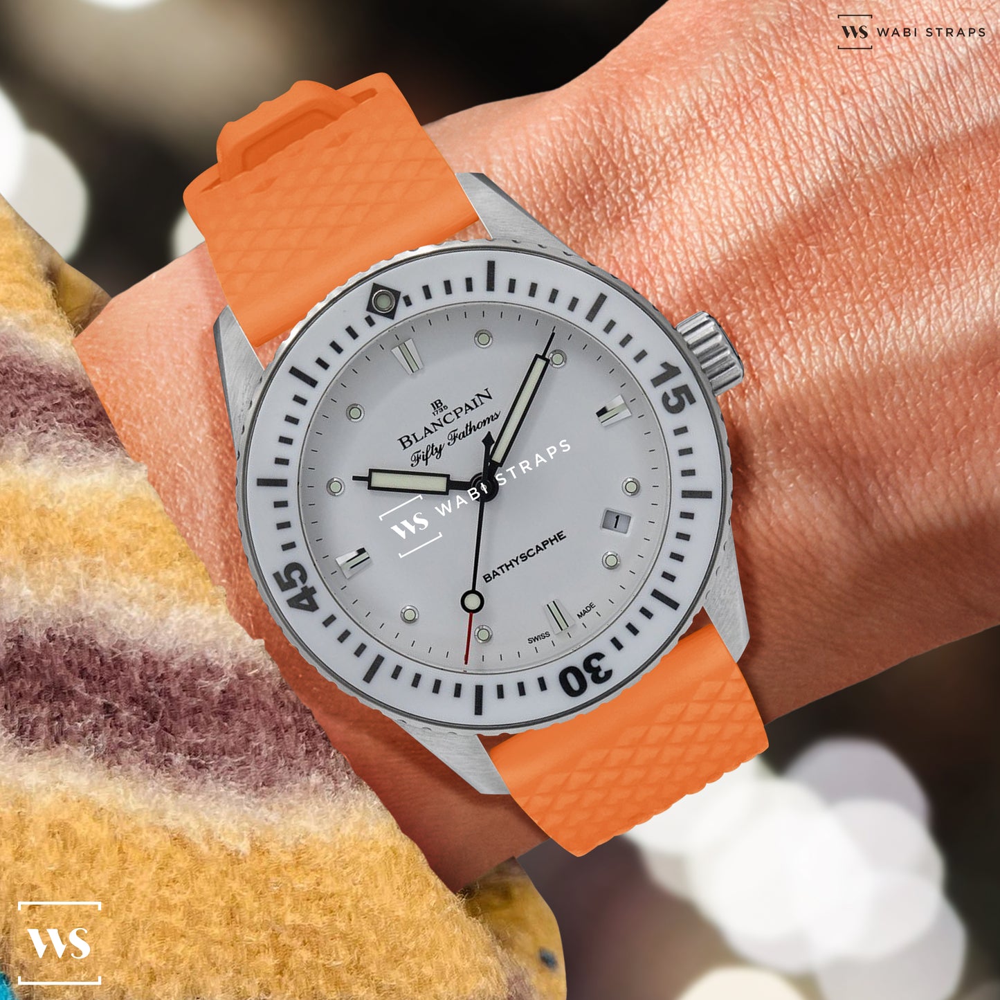 Orange Premium Textured FKM Rubber Strap