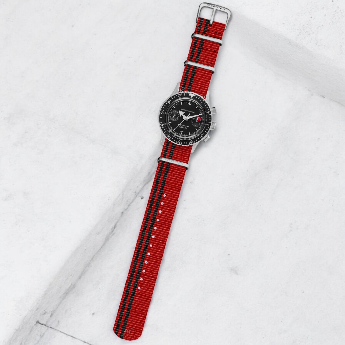 Black Stripes on Red Ducati Special British Military Watch Strap