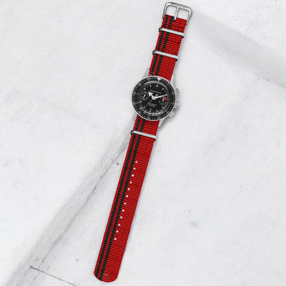 Black Stripes on Red Ducati Special British Military Watch Strap