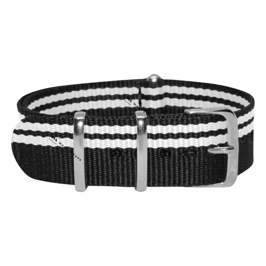 White Stripes on Black Ducati Special British Military Watch Strap