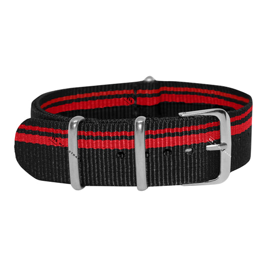 Red Stripes on Black Ducati Special British Military Watch Strap