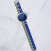 Yellow Stripes on Blue Ducati Special British Military Watch Strap