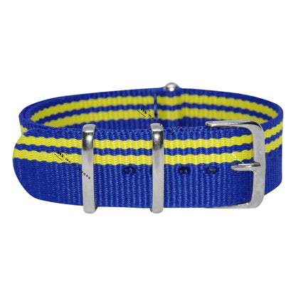 Yellow Stripes on Blue Ducati Special British Military Watch Strap