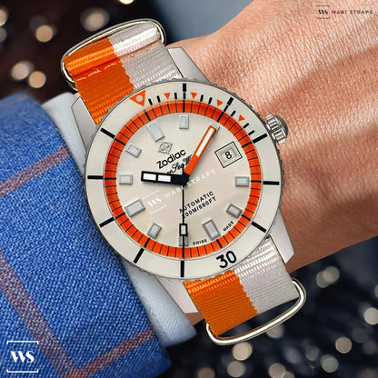 Hello Orange & White Unique British Military Watch Strap