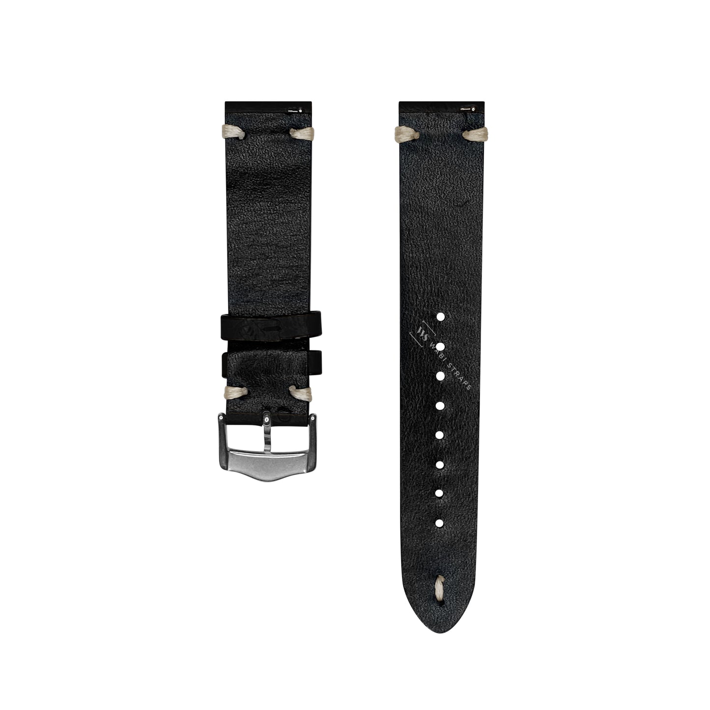 Black Vintage Ostrich Leather Strap