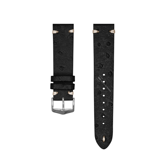 Black Vintage Ostrich Leather Strap