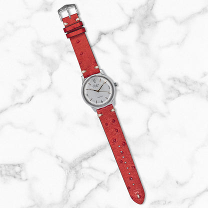 Red Vintage Ostrich Leather Strap