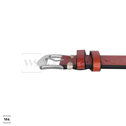 Red Vintage Ostrich Leather Strap