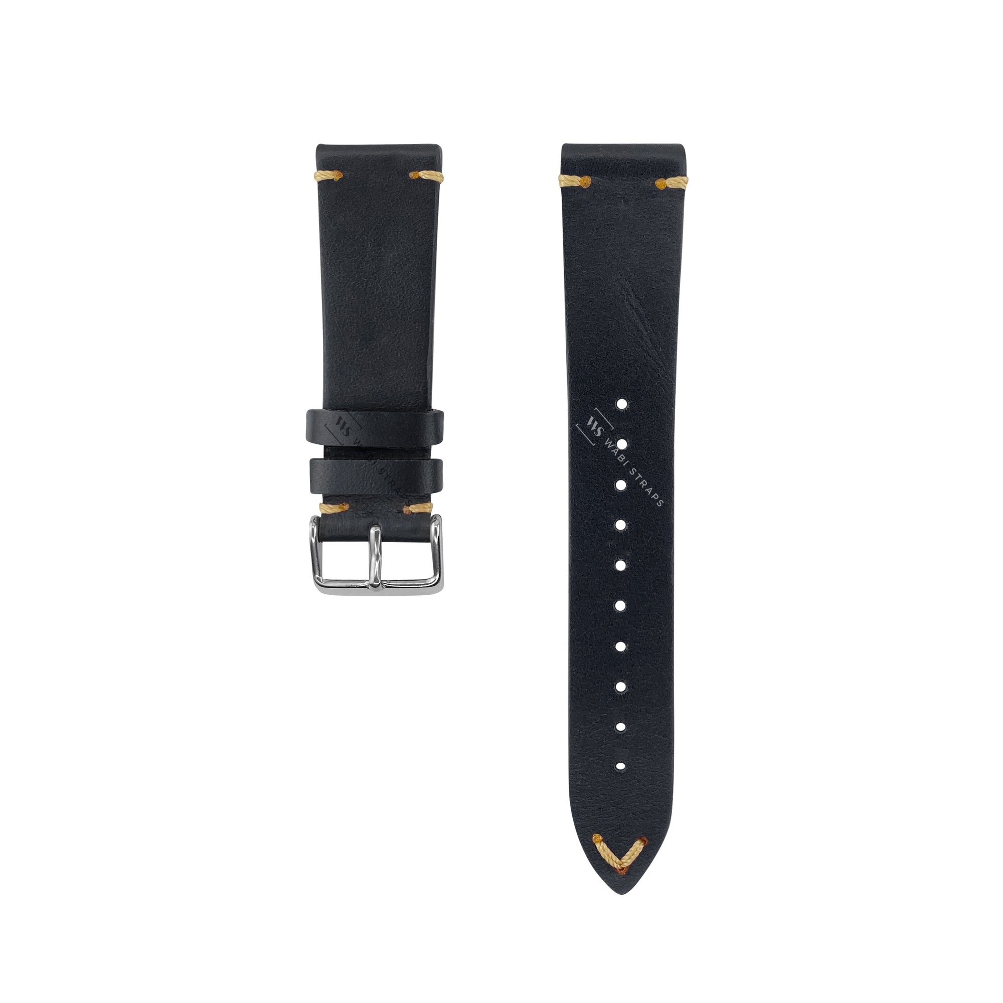 Black Two Stitch Smooth Leather Strap